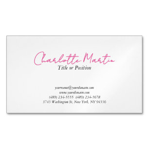 Carte De Visite Magnétique Directeur Consultant en Chef Blanc Rose Profession