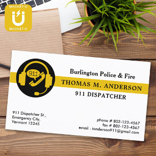 Carte De Visite Magnétique Dispatcher Custom Modern Emergency Services 911
