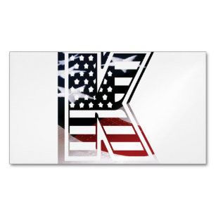 Carte De Visite Magnétique Drapeau patriotique des Etats-Unis d'initiale de