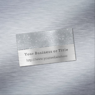Carte De Visite Magnétique Dreamy Glitzy Silver Sparkle