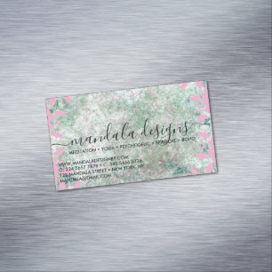 Carte De Visite Magnétique Écriture florale mandala rose