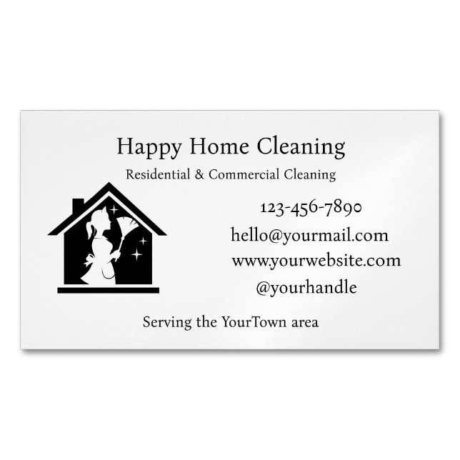 Carte De Visite Magnétique Editable House Cleaning Business Card  (devant)