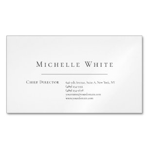 Carte De Visite Magnétique Élégant Blanc Moderne Professionnel Simple