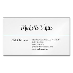 Carte De Visite Magnétique Élégant Blanc Professionnel Moderne