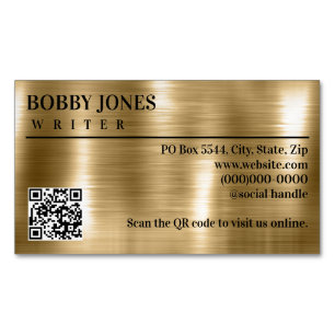 Carte De Visite Magnétique Élégant brossé Gold Foil Metallic QR Code