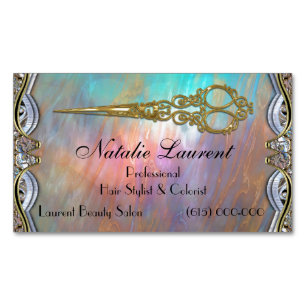 Carte De Visite Magnétique Élégant ciseau professionnel chic lame