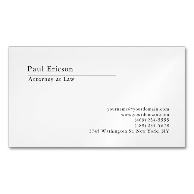 Carte De Visite Magnétique Élégant Classique Simple Professionnel (devant)