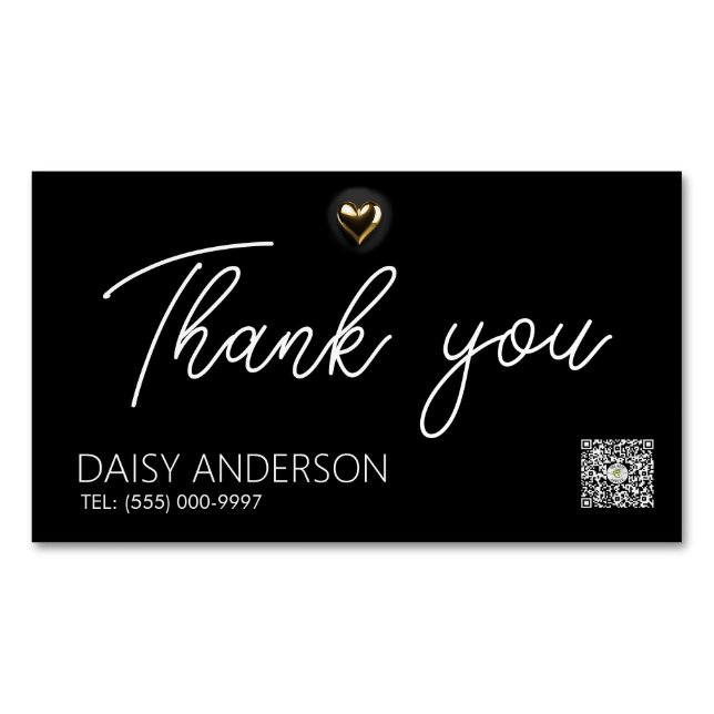 Carte De Visite Magnétique Élégant et élégant Simple avec coeur or Business (devant)