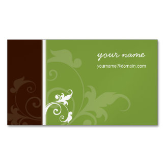Carte De Visite Magnétique ÉLÉGANT feuillage simple organique verve vert brun