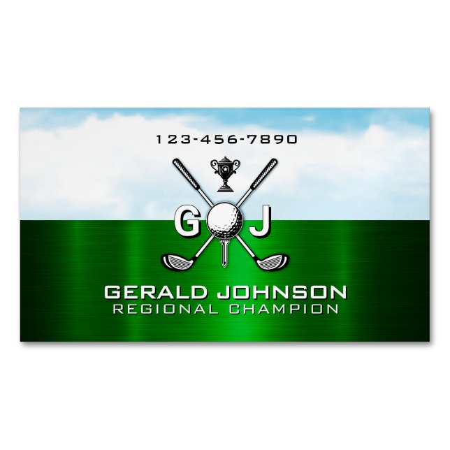 Carte De Visite Magnétique Elegant Golf Monogram Design (devant)
