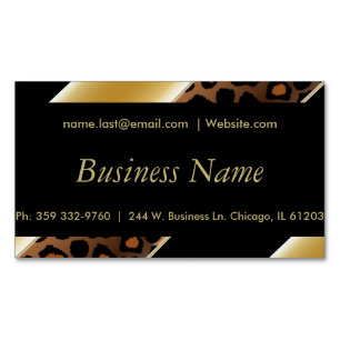 Carte De Visite Magnétique Élégant léopard noir et or