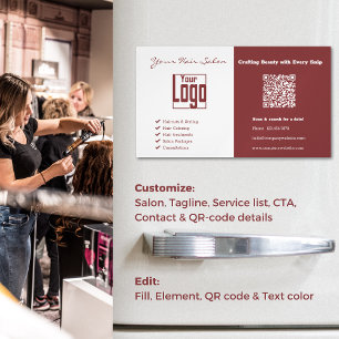Carte De Visite Magnétique Élégant logo professionnel QR-Code Coiffeur Salon