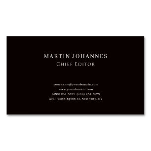 Carte De Visite Magnétique Élégant Moderne Minimaliste Noir