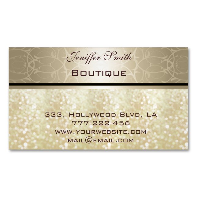 Carte De Visite Magnétique Élégant professionnel, brillance dorée moderne (devant)