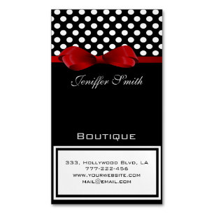 Carte De Visite Magnétique Elégant professionnel chic pois arc rouge