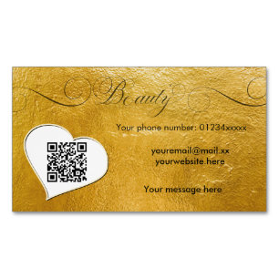 Carte De Visite Magnétique Elégant salon de beauté minime de faux or Qr code