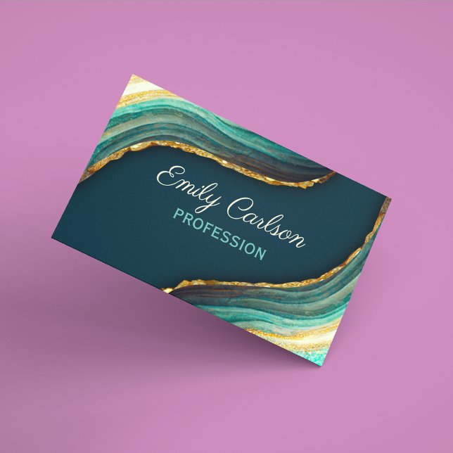 Carte De Visite Magnétique Élégante parties scintillant en marbre vert émerau (Créateur téléchargé)