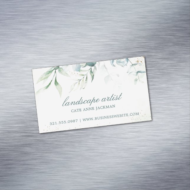 Carte De Visite Magnétique Élégante verdure d'eucalyptus moderne (In Situ)