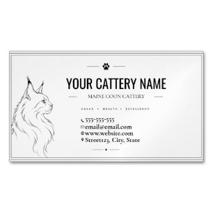 Carte De Visite Magnétique Élevage de Maine Coon minimaliste personnalisé 