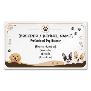 Carte De Visite Magnétique Éleveur de chien de dessin animé mignon personnali