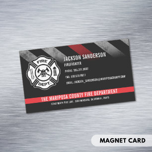 Carte De Visite Magnétique Employé du service des incendies Logo Ligne Rouge