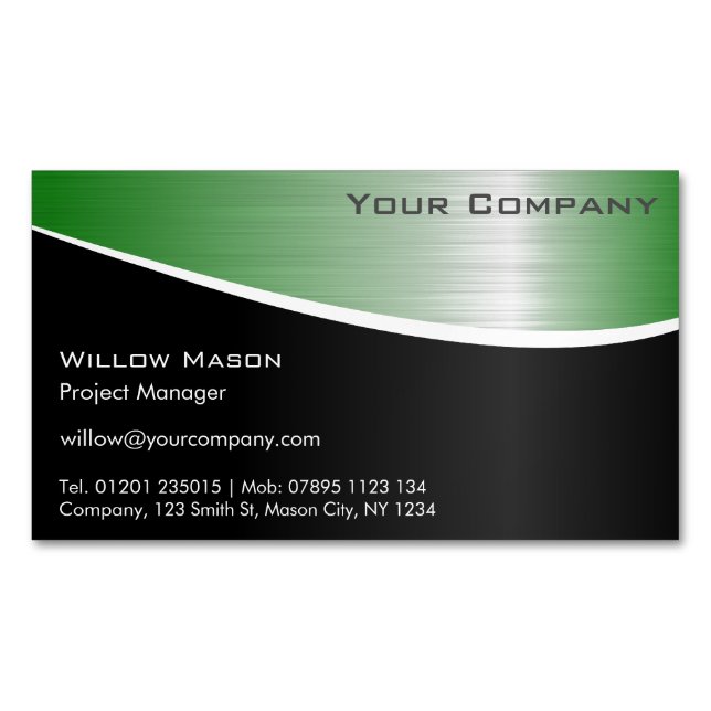 Carte de visite magnétique en acier inoxydable ver (devant)