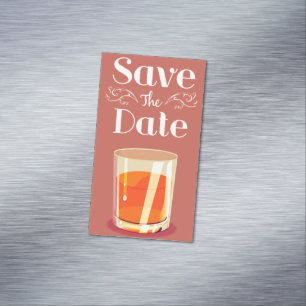 Carte De Visite Magnétique Enregistrer La Date Vintage Whiskey Drink