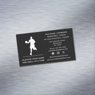 Carte De Visite Magnétique Entraîneur de basketball des médias sociaux Sports