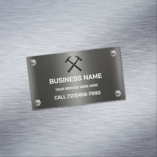 Carte De Visite Magnétique Entrepreneur en bâtiment Logo marteau métallisé ar