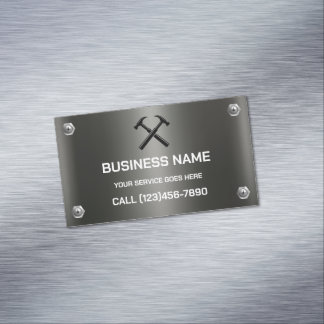 Carte De Visite Magnétique Entrepreneur en bâtiment Logo marteau métallisé ar