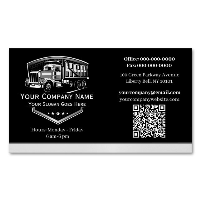 Carte De Visite Magnétique Entreprise de camionnage professionnel Code QR (devant)