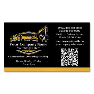 Carte De Visite Magnétique Entreprise de Construction de Matériel Lourd Profe