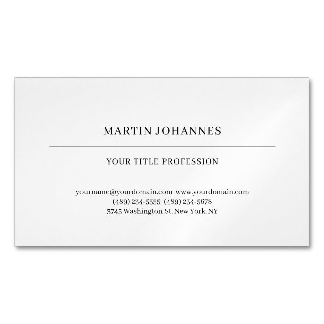 Carte De Visite Magnétique Esthétique Simple Professionnel Noir & Blanc Moder (devant)