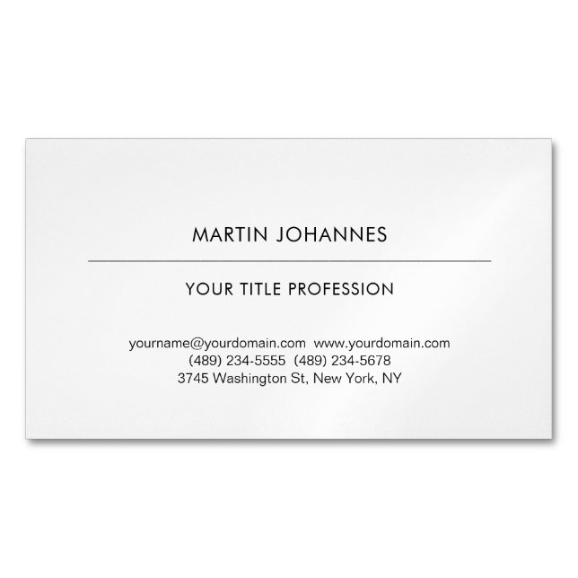 Carte De Visite Magnétique Esthétique Simple Professionnel Noir & Blanc Moder (devant)