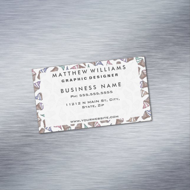 Carte De Visite Magnétique Eté Crème de glace Cones Tourbillonnant Aquarelle  (In Situ)