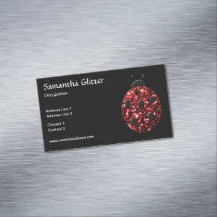 Carte De Visite Magnétique Étincelle rouge étincelante Ladybird Black