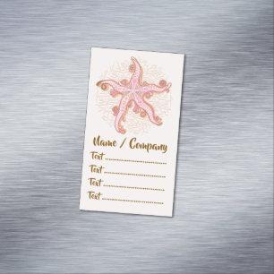 Carte De Visite Magnétique Étoiles de mer et motif pastel rose corail