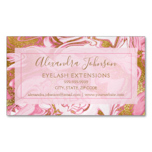 Carte De Visite Magnétique Extensions Eyelash en marbre rose et or - Lashes