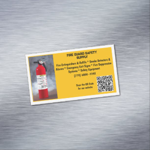 Carte De Visite Magnétique Extincteur de feu rouge jaune Sécurité incendie  
