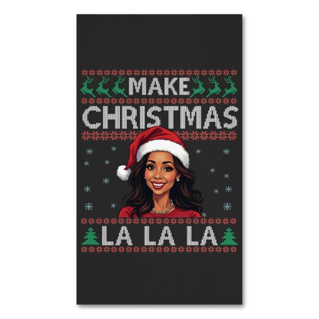 Carte De Visite Magnétique Faites Noël La La La Ugly Xmas Sweat Kamala (devant Vertical)
