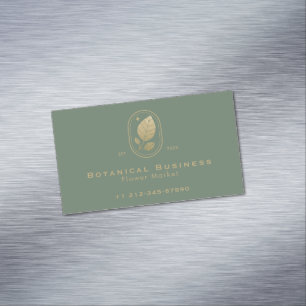 Carte De Visite Magnétique Feuille d'or moderne Vert botanique minimal