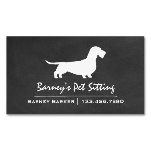 Carte De Visite Magnétique Fil Haired Dachshund Silhouette Chalboard Style