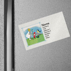 Carte De Visite Magnétique Fille Pâques Lilly Elfes Gnome Chantant Panier d'o