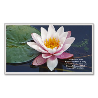Carte De Visite Magnétique "FLEUR DE LOTUS ROSE PÂLE" Toile Premium (Brillant