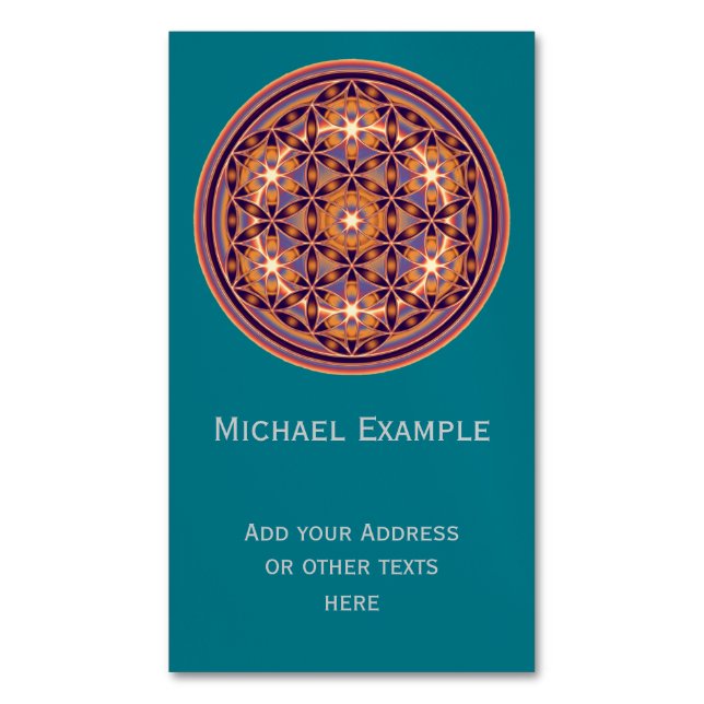 Carte De Visite Magnétique Fleur de vie / Blume des Lebens - Bouton II (devant Vertical)