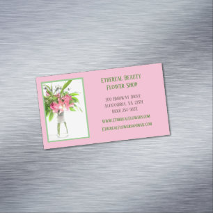 Carte De Visite Magnétique Fleuriste rose