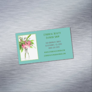 Carte De Visite Magnétique Fleuriste turquoise