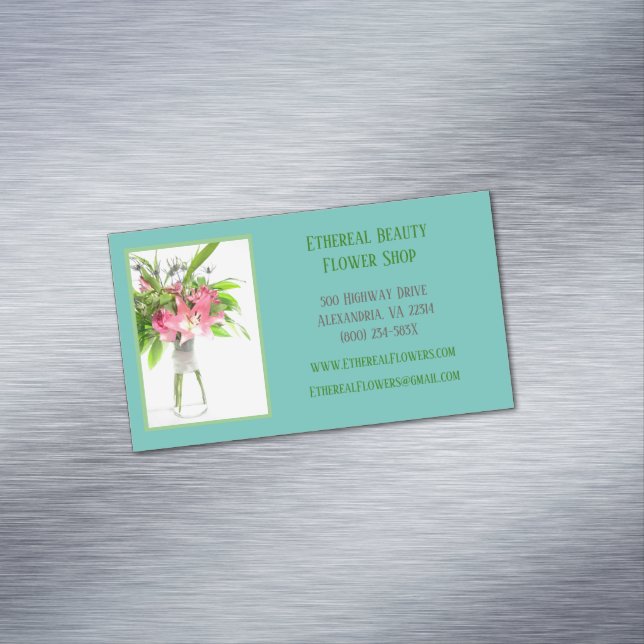 Carte De Visite Magnétique Fleuriste turquoise (In Situ)