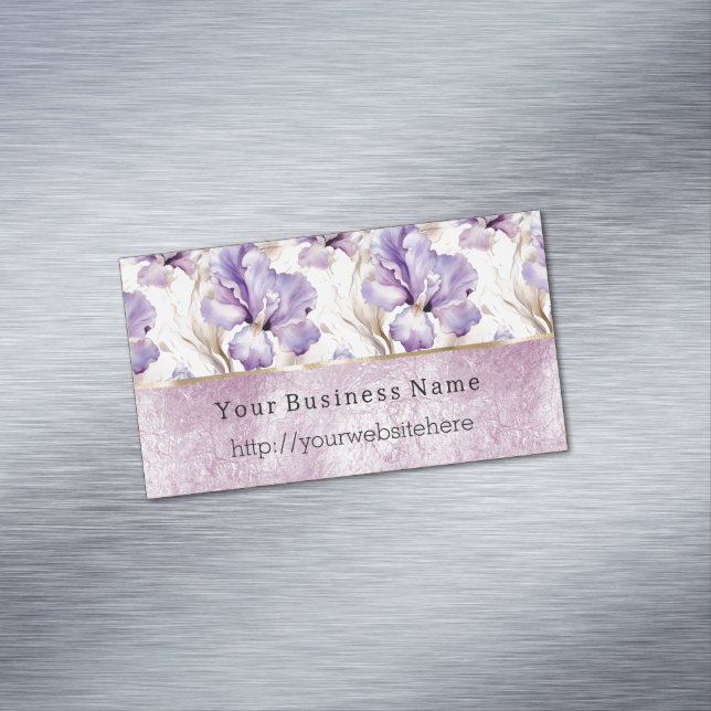 Carte De Visite Magnétique Fleurs d'Iris Violet nom de site Web d'entreprise (In Situ)