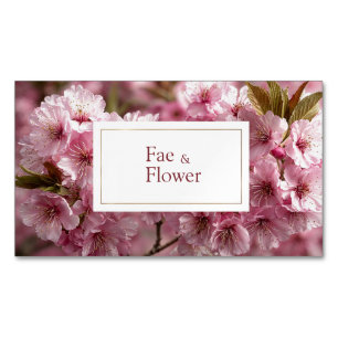 Carte De Visite Magnétique Fleurs Romantiques de Cerisier Rose Clair Floral